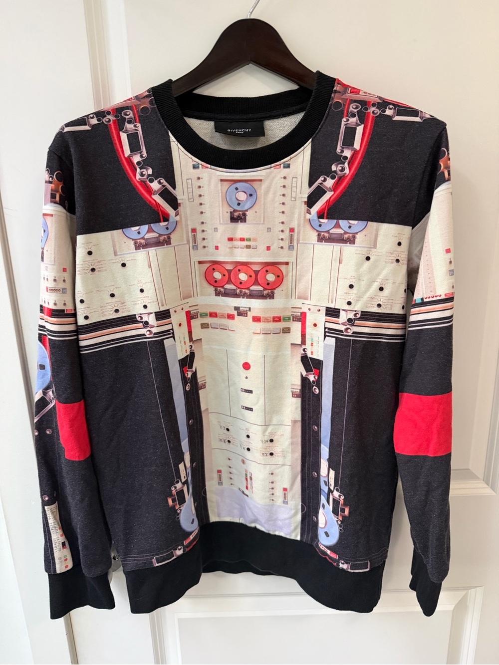Givenchy Black-Trim Multicolor Graphic Crewneck